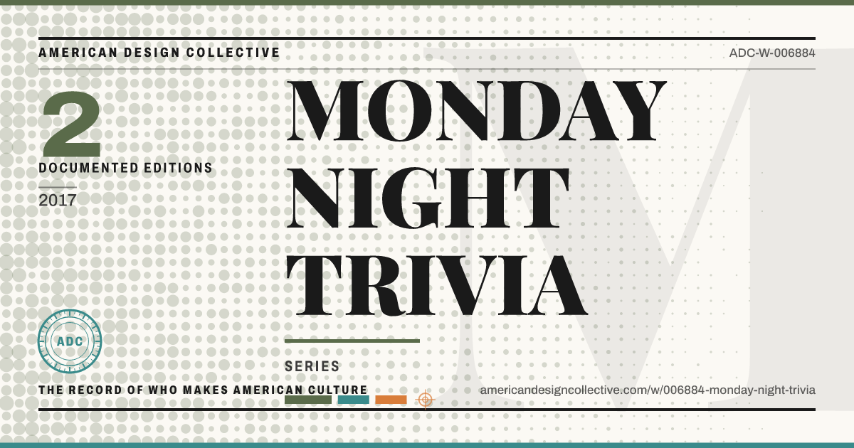 Registry card for MONDAY NIGHT TRIVIA: the ADC seal, MONDAY NIGHT TRIVIA, and how much is on record.