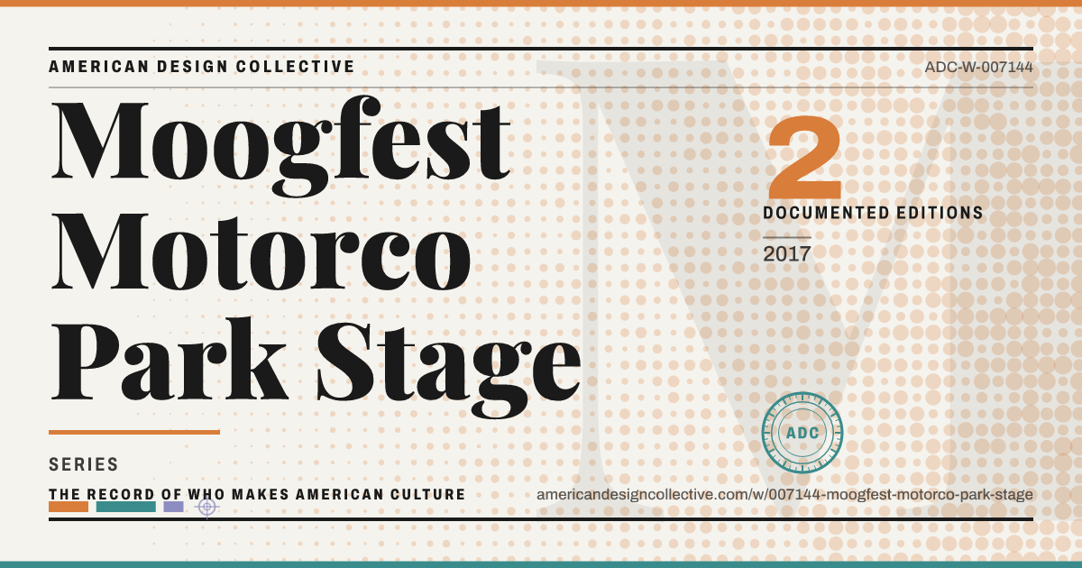 Registry card for Moogfest Motorco Park Stage: the ADC seal, Moogfest Motorco Park Stage, and how much is on record.