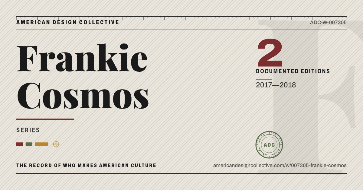 Registry card for Frankie Cosmos: the ADC seal, Frankie Cosmos, and how much is on record.