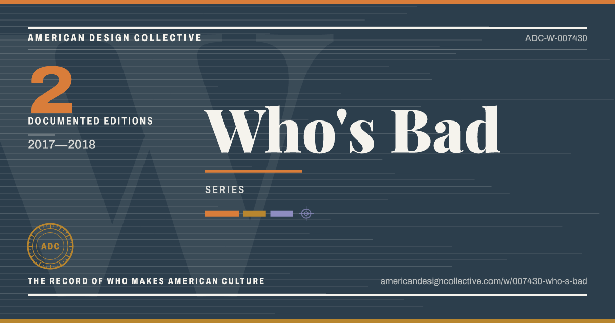 Registry card for Who's Bad: the ADC seal, Who's Bad, and how much is on record.