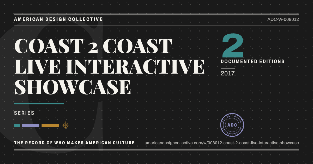 Registry card for COAST 2 COAST LIVE INTERACTIVE SHOWCASE: the ADC seal, COAST 2 COAST LIVE INTERACTIVE SHOWCASE, and how much is on record.