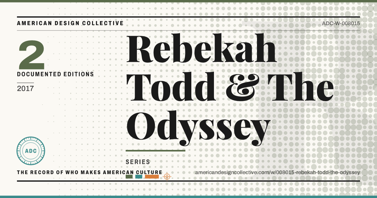 Registry card for Rebekah Todd & The Odyssey: the ADC seal, Rebekah Todd & The Odyssey, and how much is on record.