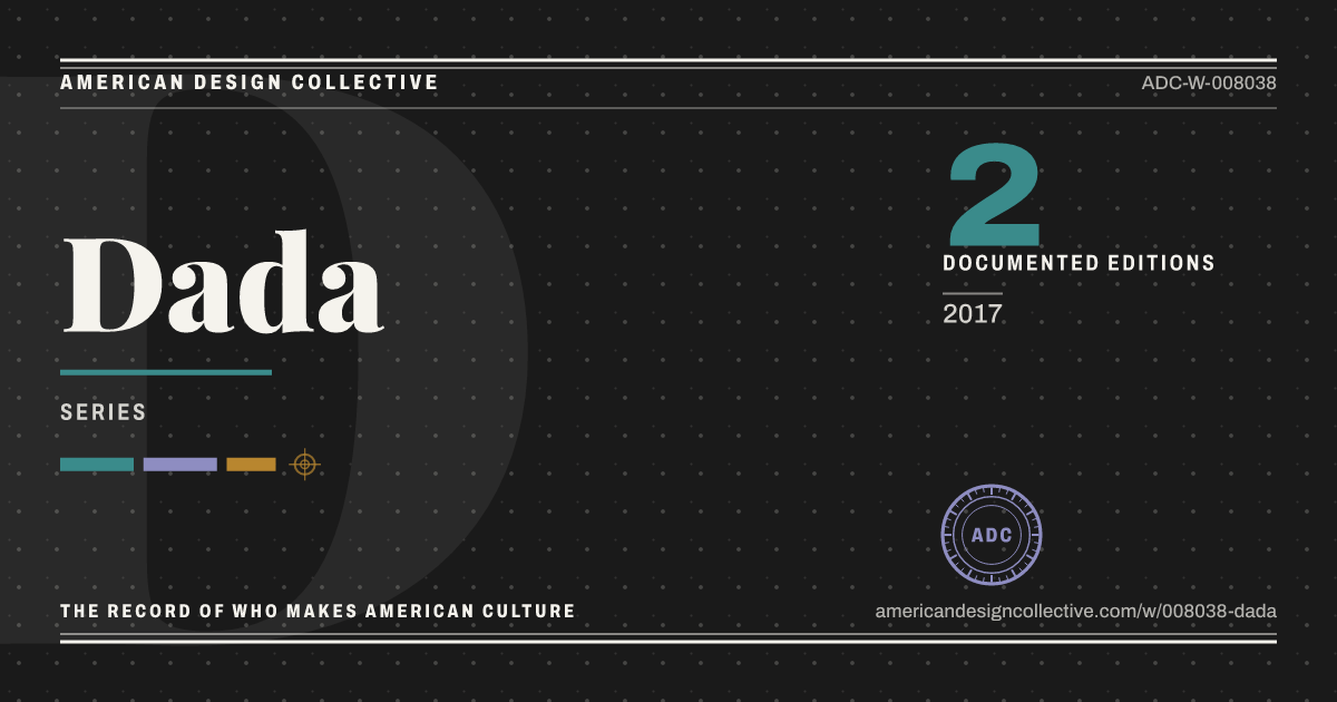 Registry card for Dada: the ADC seal, Dada, and how much is on record.