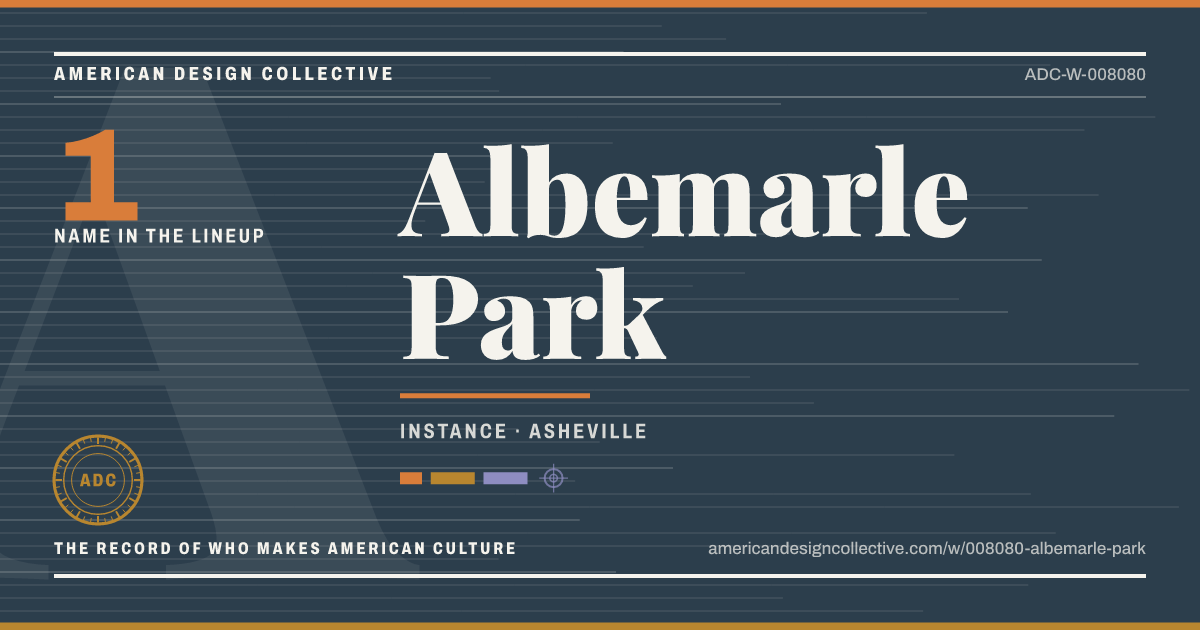 Registry card for Albemarle Park: the ADC seal, Albemarle Park, and how much is on record.