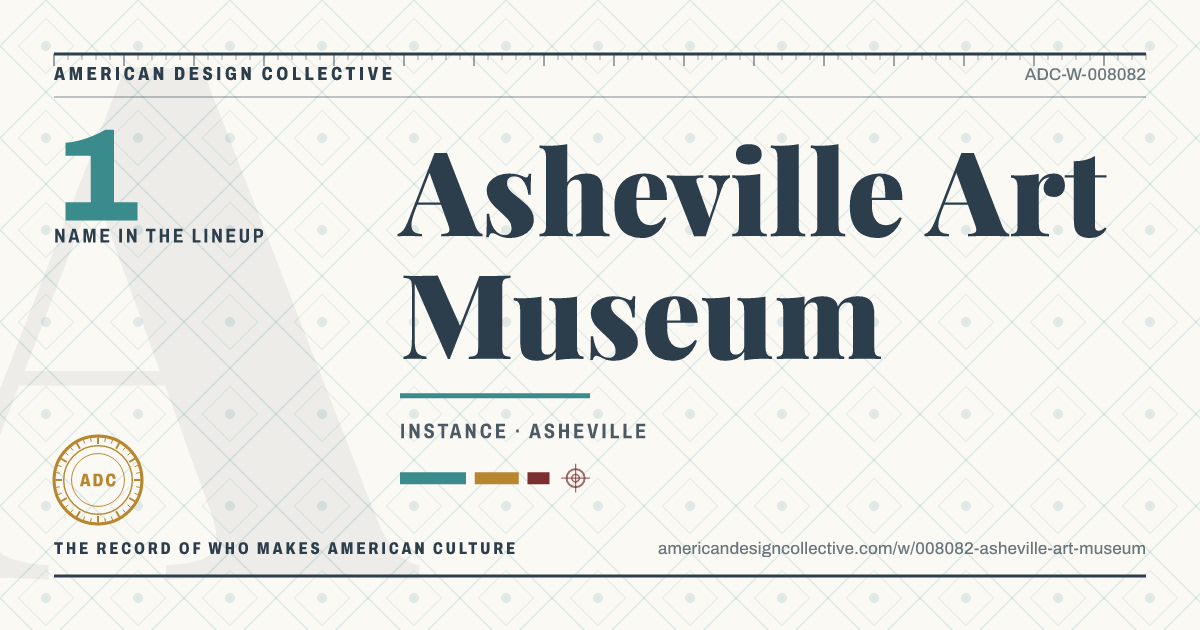 Registry card for Asheville Art Museum: the ADC seal, Asheville Art Museum, and how much is on record.