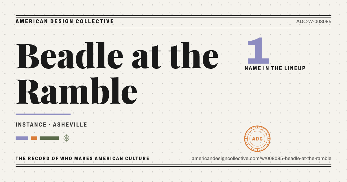 Registry card for Beadle at the Ramble: the ADC seal, Beadle at the Ramble, and how much is on record.