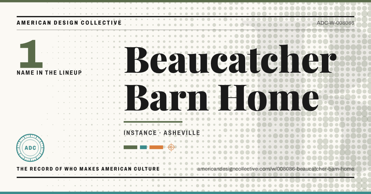 Registry card for Beaucatcher Barn Home: the ADC seal, Beaucatcher Barn Home, and how much is on record.
