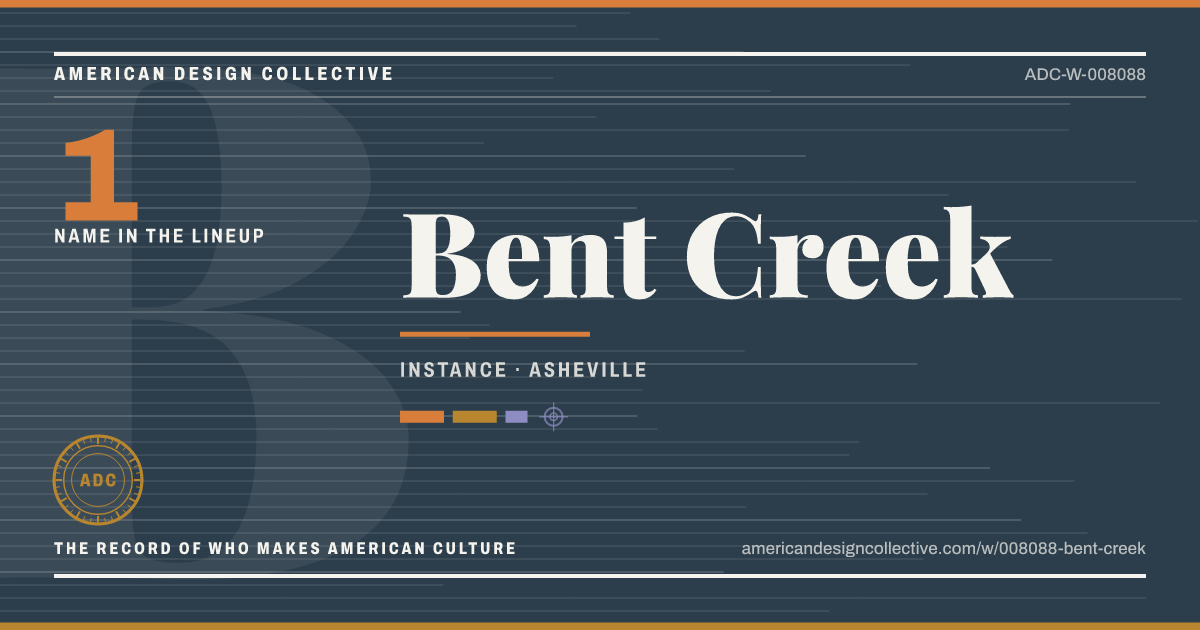 Registry card for Bent Creek: the ADC seal, Bent Creek, and how much is on record.