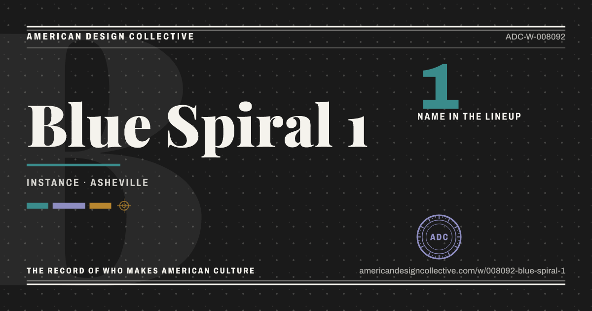 Registry card for Blue Spiral 1: the ADC seal, Blue Spiral 1, and how much is on record.