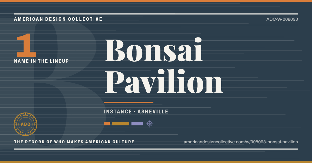Registry card for Bonsai Pavilion: the ADC seal, Bonsai Pavilion, and how much is on record.