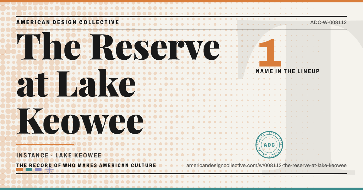 Registry card for The Reserve at Lake Keowee: the ADC seal, The Reserve at Lake Keowee, and how much is on record.