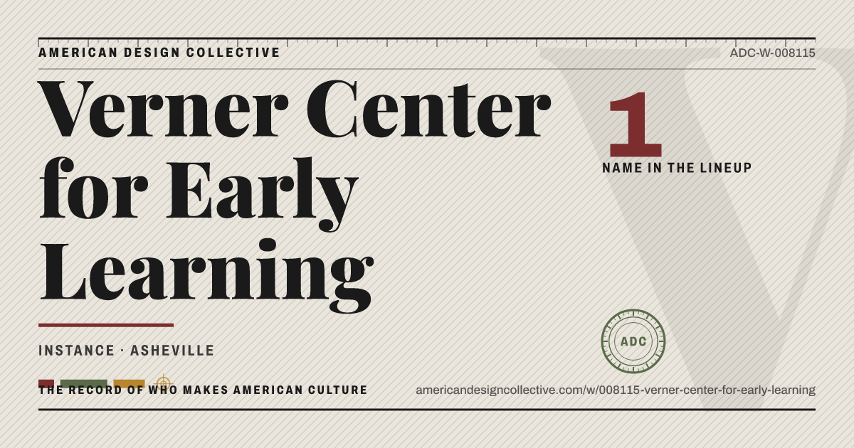 Registry card for Verner Center for Early Learning: the ADC seal, Verner Center for Early Learning, and how much is on record.