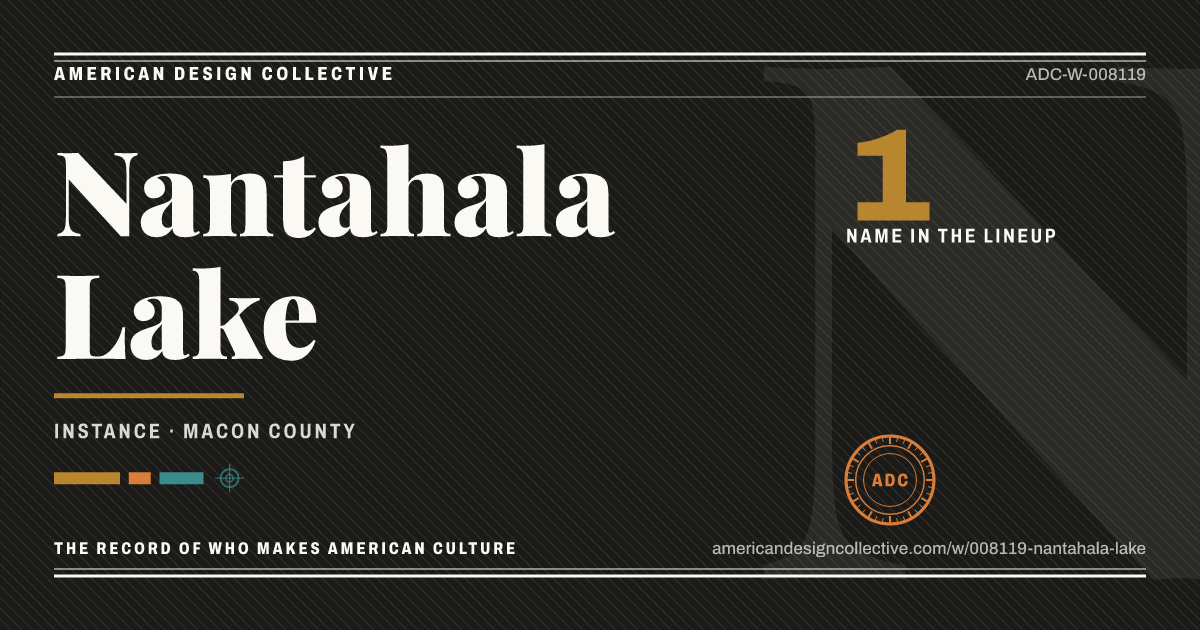 Registry card for Nantahala Lake: the ADC seal, Nantahala Lake, and how much is on record.