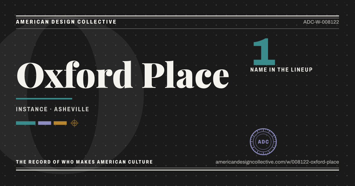 Registry card for Oxford Place: the ADC seal, Oxford Place, and how much is on record.