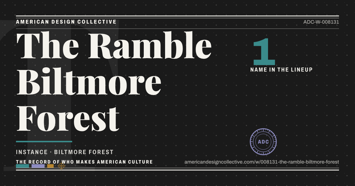 Registry card for The Ramble Biltmore Forest: the ADC seal, The Ramble Biltmore Forest, and how much is on record.