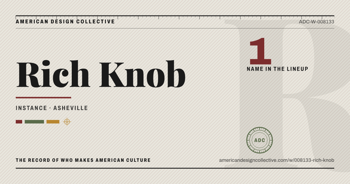 Registry card for Rich Knob: the ADC seal, Rich Knob, and how much is on record.