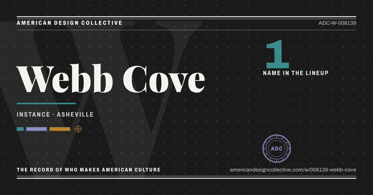 Registry card for Webb Cove: the ADC seal, Webb Cove, and how much is on record.