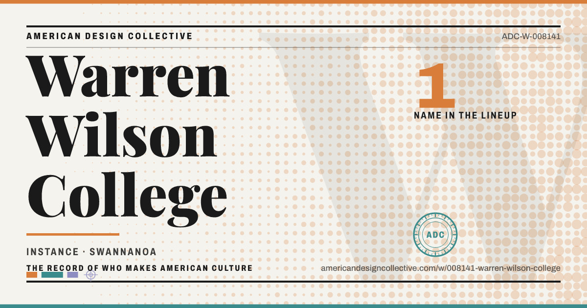 Registry card for Warren Wilson College: the ADC seal, Warren Wilson College, and how much is on record.