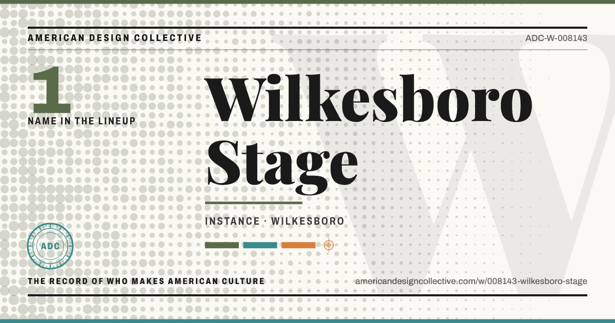 Registry card for Wilkesboro Stage: the ADC seal, Wilkesboro Stage, and how much is on record.