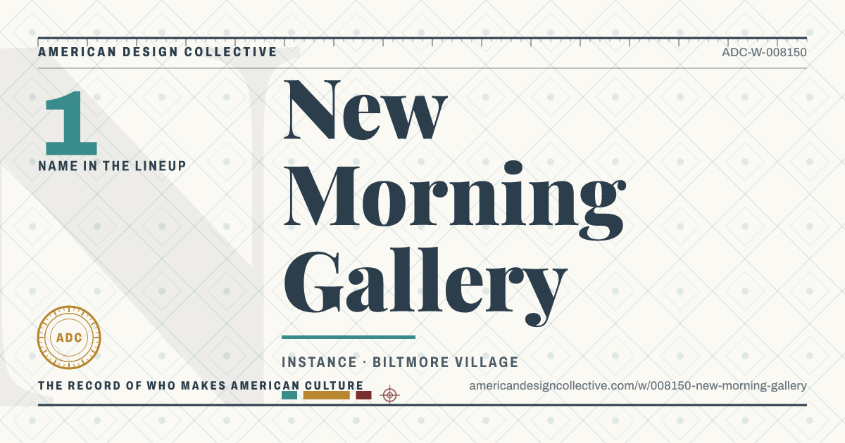 Registry card for New Morning Gallery: the ADC seal, New Morning Gallery, and how much is on record.