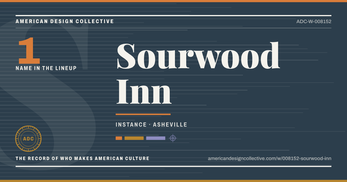 Registry card for Sourwood Inn: the ADC seal, Sourwood Inn, and how much is on record.