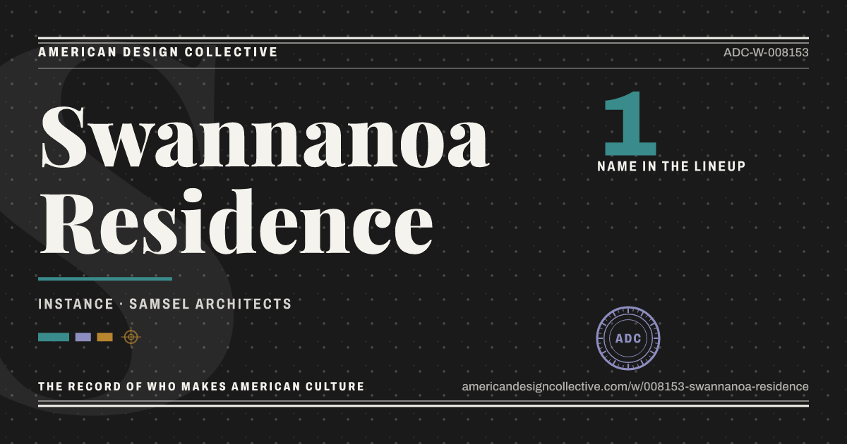 Registry card for Swannanoa Residence: the ADC seal, Swannanoa Residence, and how much is on record.