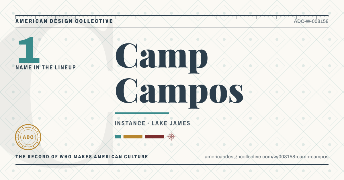 Registry card for Camp Campos: the ADC seal, Camp Campos, and how much is on record.