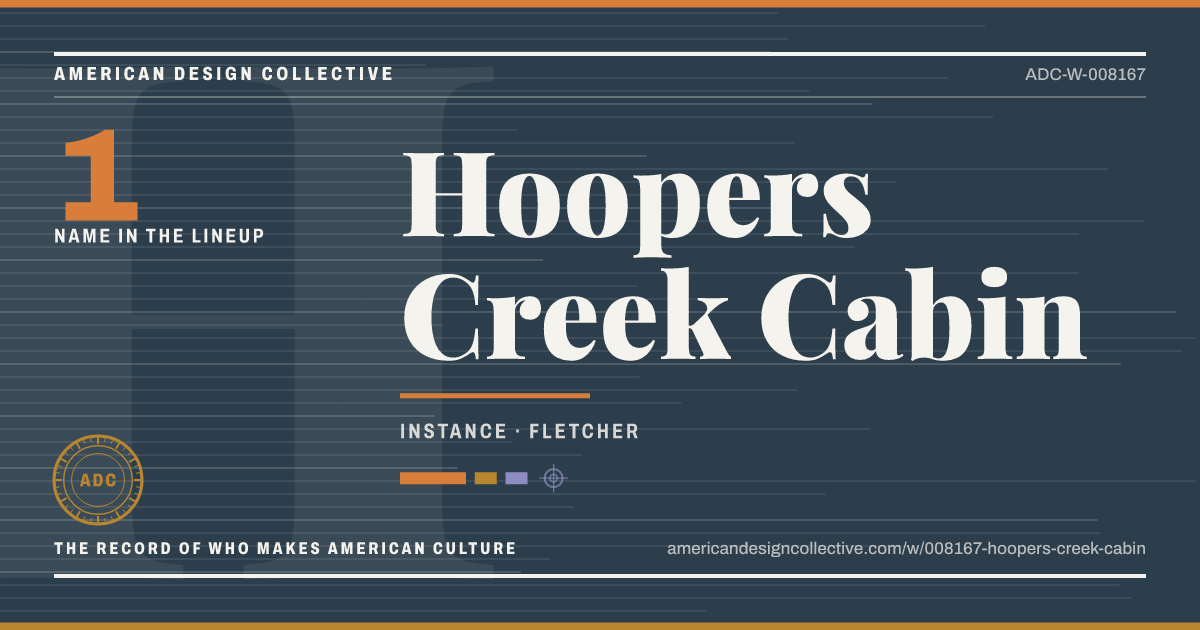 Registry card for Hoopers Creek Cabin: the ADC seal, Hoopers Creek Cabin, and how much is on record.