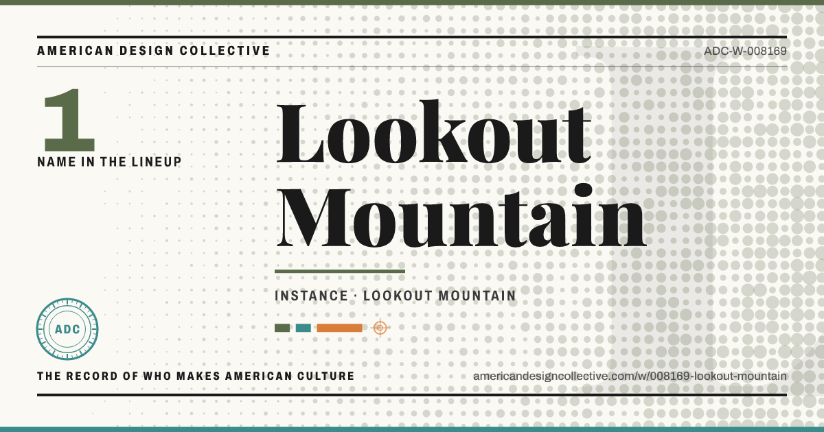 Registry card for Lookout Mountain: the ADC seal, Lookout Mountain, and how much is on record.