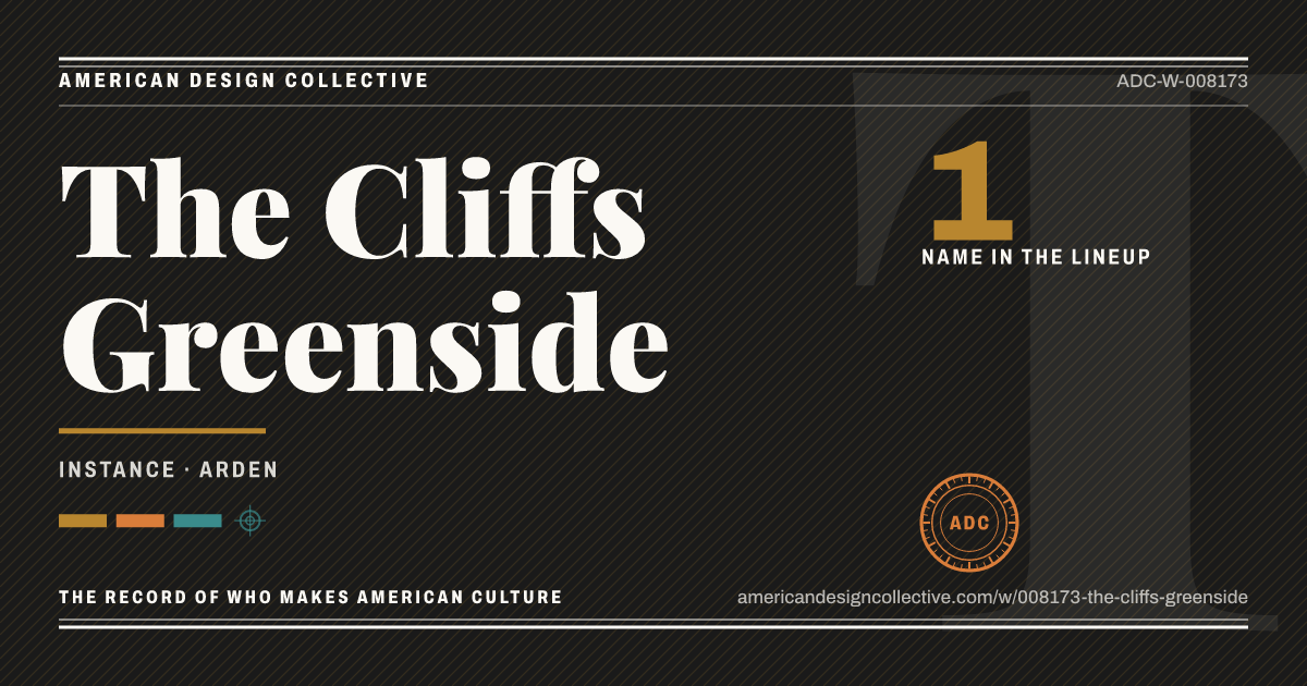 Registry card for The Cliffs Greenside: the ADC seal, The Cliffs Greenside, and how much is on record.