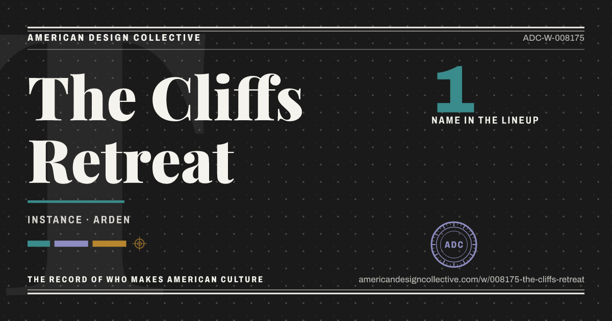 Registry card for The Cliffs Retreat: the ADC seal, The Cliffs Retreat, and how much is on record.