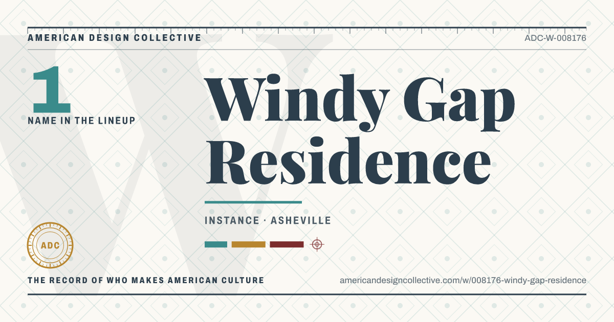 Registry card for Windy Gap Residence: the ADC seal, Windy Gap Residence, and how much is on record.