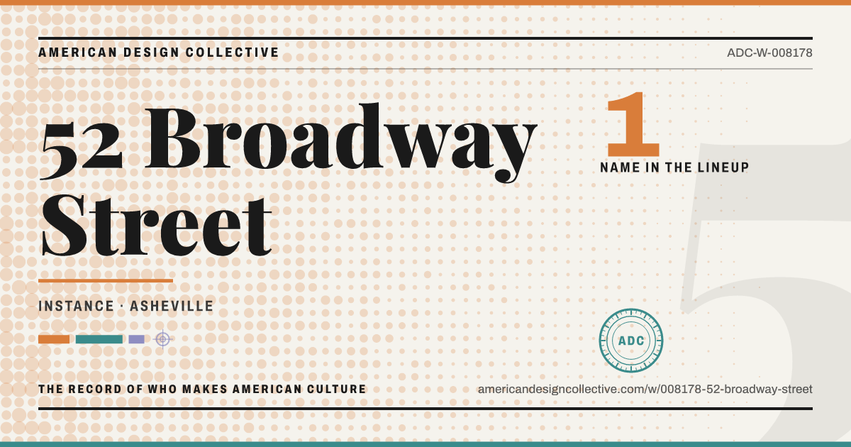 Registry card for 52 Broadway Street: the ADC seal, 52 Broadway Street, and how much is on record.