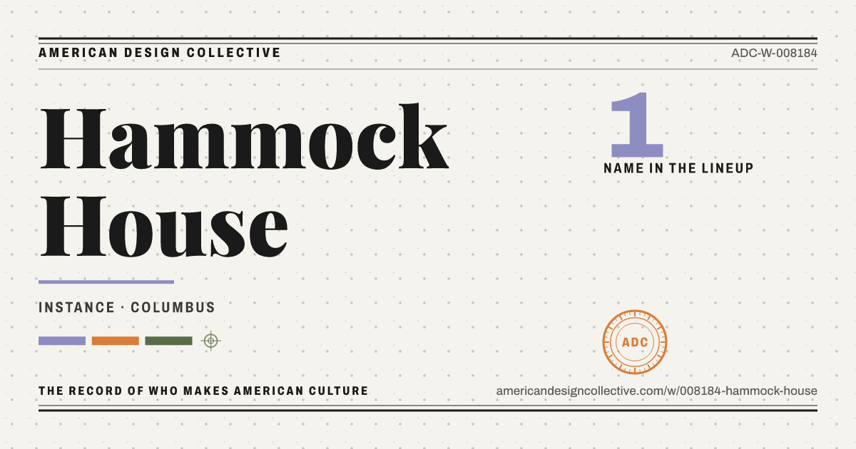 Registry card for Hammock House: the ADC seal, Hammock House, and how much is on record.