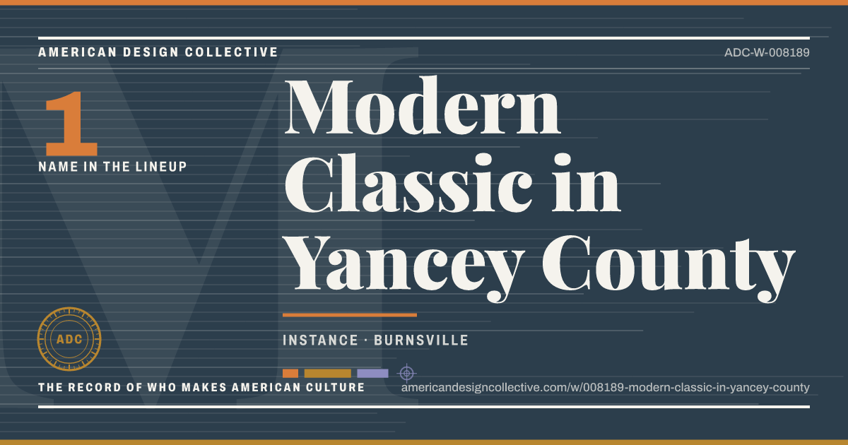 Registry card for Modern Classic in Yancey County: the ADC seal, Modern Classic in Yancey County, and how much is on record.