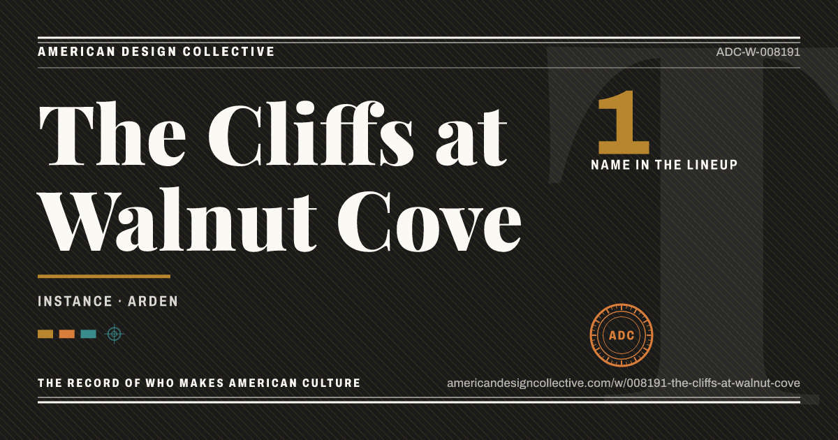 Registry card for The Cliffs at Walnut Cove: the ADC seal, The Cliffs at Walnut Cove, and how much is on record.