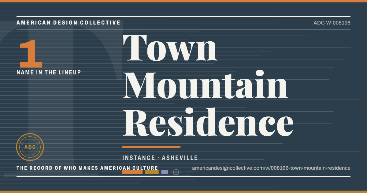 Registry card for Town Mountain Residence: the ADC seal, Town Mountain Residence, and how much is on record.
