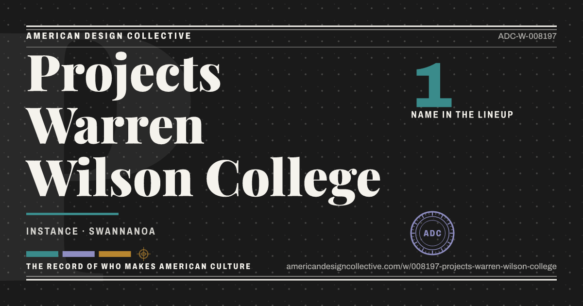 Registry card for Projects Warren Wilson College: the ADC seal, Projects Warren Wilson College, and how much is on record.